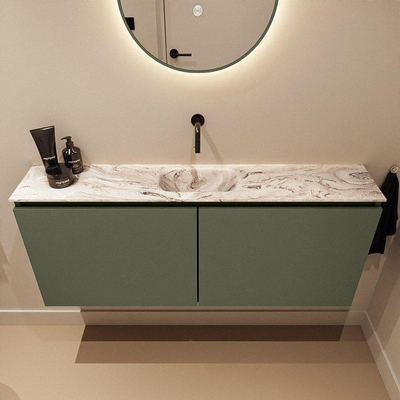 MONDIAZ TURE-DLUX 120cm toiletmeubel Army. EDEN wastafel Glace positie midden. Zonder kraangat.