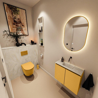 MONDIAZ TURE-DLUX 60cm toiletmeubel Ocher. EDEN wastafel Ostra positie midden. Zonder kraangat.