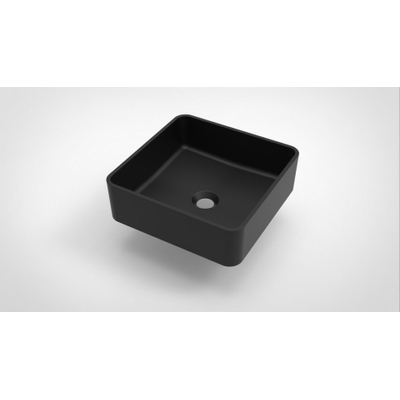 Arcqua Case waskom - 37x37cm - Vierkant - Cast marble Zwart Mat