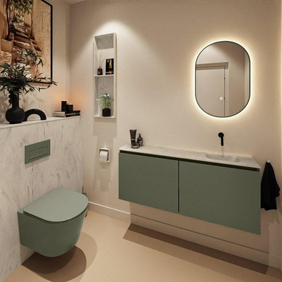 MONDIAZ TURE-DLUX 120cm toiletmeubel Army. EDEN wastafel Opalo positie rechts. Zonder kraangat.