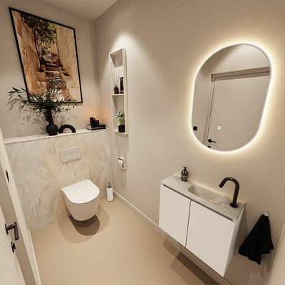MONDIAZ TURE-DLUX 60cm toiletmeubel Talc. EDEN wastafel Ostra positie rechts. Met 1 kraangat.