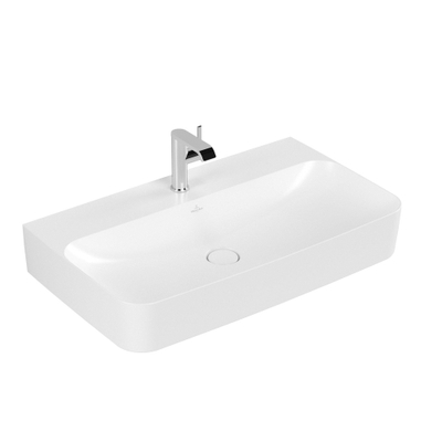 Villeroy & Boch Finion wastafel onderzijde geslepen 1 kraangat 80x47cm Ceramic+ met verdekte overloop stone white