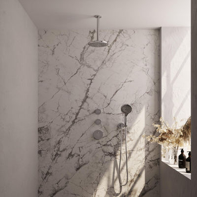 Brauer Chrome Edition Regendoucheset inbouw - hoofddouche 20cm - plafondarm - 3 gladde knoppen - handdouche rond 3 standen - chroom