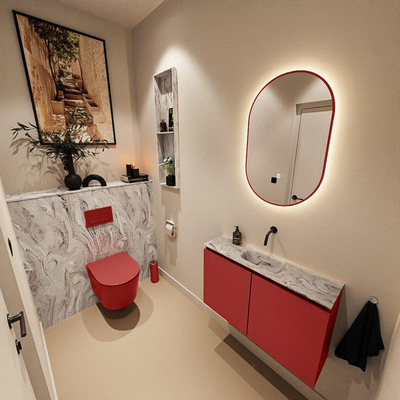 MONDIAZ TURE-DLUX 80cm toiletmeubel Fire. EDEN wastafel Glace positie midden. Zonder kraangat.
