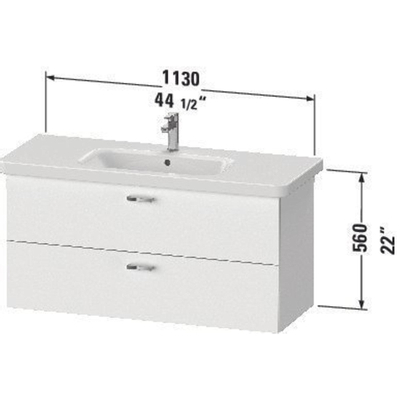 Duravit XBase Wastafelonderkast 113x44.8x56cm Standaard greep met softclose spaanplaat Grafiet Mat