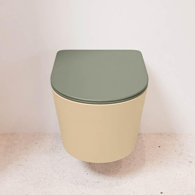 MONDIAZ LAVIE wandclosetpack - 36x53cm - diepspoel - rimless - Sand (beige) - softclose - quick-release - toiletzitting - Army (groen)