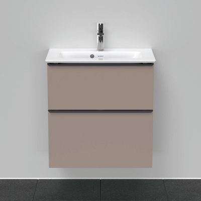 Duravit D-Neo wastafelonderkast 61x62.5x37.2cm 2 lades Basalt Mat