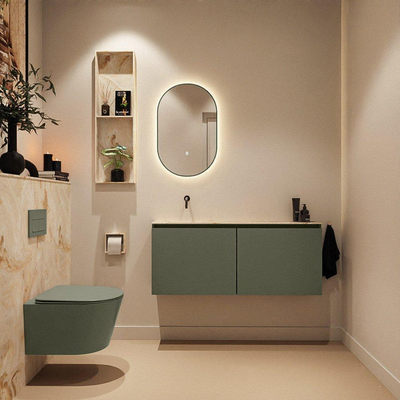 MONDIAZ TURE-DLUX 120cm toiletmeubel Army. EDEN wastafel Frappe positie links. Zonder kraangat.