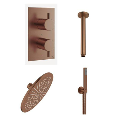 Crosswater MPRO Regendoucheset inbouw - 30cm hoofddouche - staafhanddouche - geborsteld brons