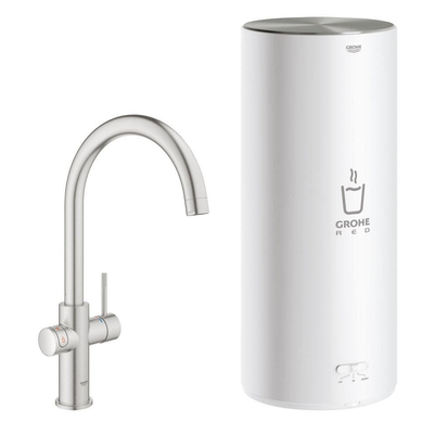 GROHE Red Keukenkraan - hoog - 3 in 1 - c uitloop - l size boiler - supersteel geborsteld