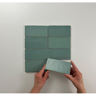 Cifre Ceramica Atlas wandtegel - 7.5x15cm - 8.5mm - Rechthoek - Groen mat