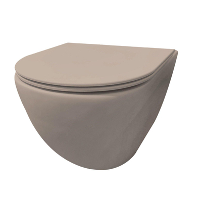 Best Design morrano-49-zonder-spoelrand wandcloset blinde bevestiging incl. zitting mat-khaki khaki mat