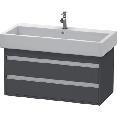 Duravit Ketho Wastafelonderkast 95x44x48cm Standaard greep met softclose spaanplaat Grafiet Mat