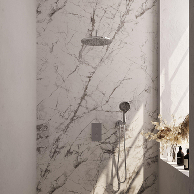 Brauer Chrome Carving Regendoucheset inbouw - hoofddouche 30cm - Carving knop - handdouche rond 3 standen - chroom