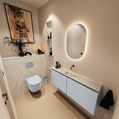 MONDIAZ TURE-DLUX 120cm toiletmeubel Clay. EDEN wastafel Ostra positie midden. Zonder kraangat.