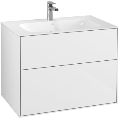 Villeroy & Boch Finion wastafelonderbouwkast met 2 ladenen 79.6x59.1x49.8cm v. meubelwast. 4164 80/81/84 glossy wit
