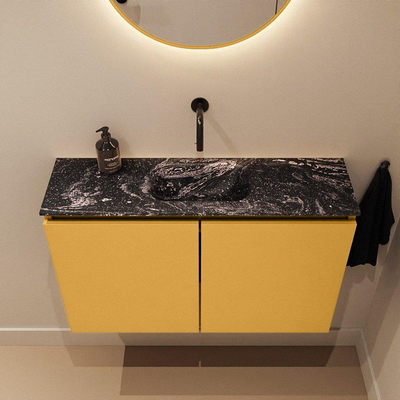 MONDIAZ TURE-DLUX 80cm toiletmeubel Ocher. EDEN wastafel Lava positie midden. Zonder kraangat.