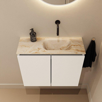 MONDIAZ TURE-DLUX 60cm toiletmeubel Talc. EDEN wastafel Frappe positie rechts. Zonder kraangat.