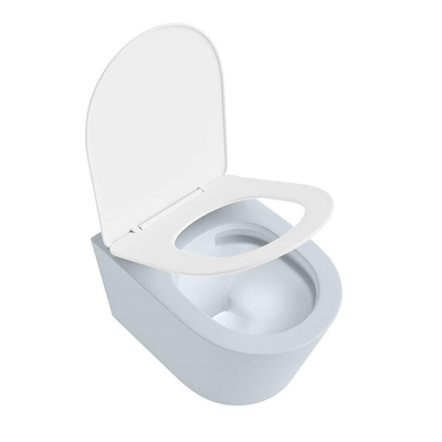 MONDIAZ LAVIE wandclosetpack - 36x53cm - diepspoel - rimless - clay (blauw) - softclose - quick-release - toiletzitting - Talc (offwhite)