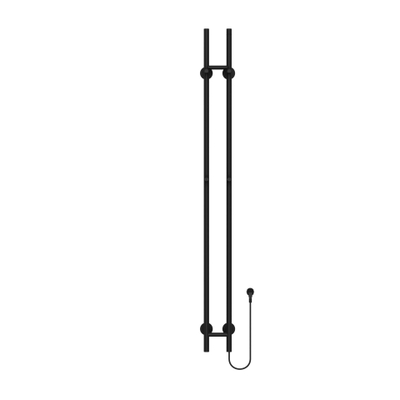 Belrad Rod staafhanddoekdroger - 150x16,8x12,7 cm - elektrisch - dubbel - 120w - 2,5cm - mat zwart