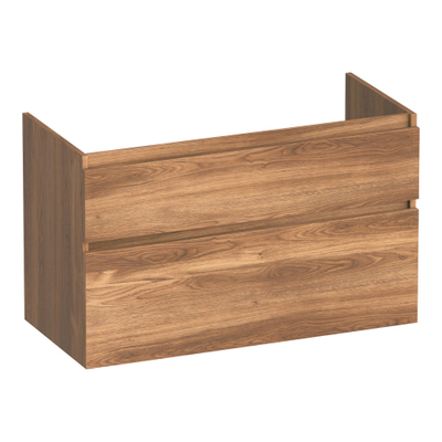 BRAUER Delight wastafelonderkast - 100x46x60cm - 2 softclose lades - greeploos - 1 sifon uitsparing - Honey