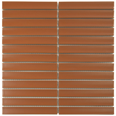 The Mosaic Factory Sevilla mozaïektegel - 29.6x29.9cm - wandtegel - Rechthoek - kitkat finger - Porselein - mat Terra Cotta (rood)