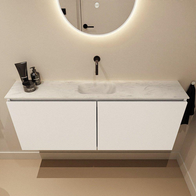 MONDIAZ TURE-DLUX 120cm toiletmeubel Talc. EDEN wastafel Opalo positie midden. Zonder kraangat.