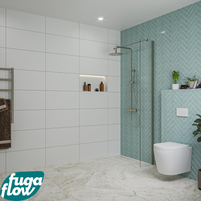 FugaFlow Eccelente Vetro inloopdouche badkamer - 30x200cm - helder glas - wandarm - gunmetal