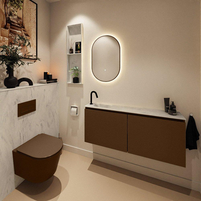 MONDIAZ TURE-DLUX 120cm toiletmeubel Rust. EDEN wastafel Opalo positie links. Met 1 kraangat.