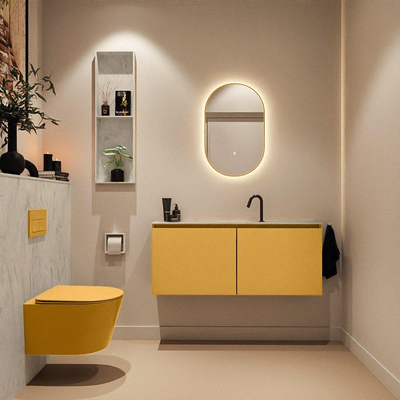 MONDIAZ TURE-DLUX 120cm toiletmeubel Ocher. EDEN wastafel Opalo positie midden. Met 1 kraangat.