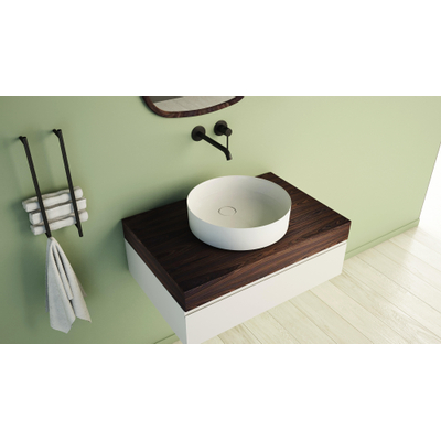 Ideavit SolidFloat Wastafel 40x12cm rond Solid Surface wit mat