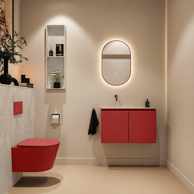 MONDIAZ TURE-DLUX 80cm toiletmeubel Fire. EDEN wastafel Opalo positie links. Zonder kraangat.