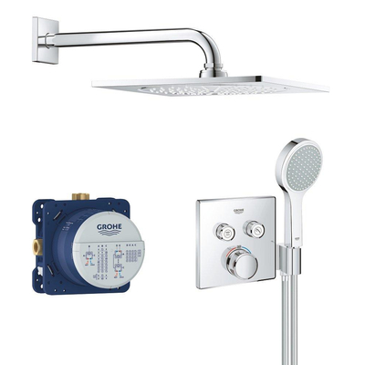 GROHE Grohtherm smartcontrol Regendoucheset Inbouw - hoofddouche 25.4cm - handdouche rond - wandarm F serie - chroom