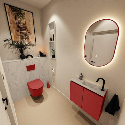 MONDIAZ TURE-DLUX 60cm toiletmeubel Fire. EDEN wastafel Opalo positie rechts. Met 1 kraangat.