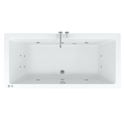 Riho Easypool 3.1 Lusso whirlpoolbad rechts 190x90cm hydro 6+4+2 pneumatische bediening inclusief poten en afvoer wit