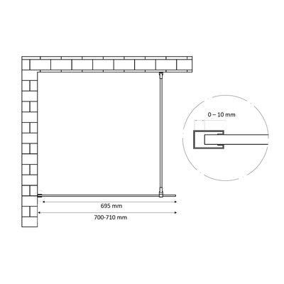 Best Design Dalis-700 inloopdouche 70x200cm 8mm veiligheidsglas NANO mat goud