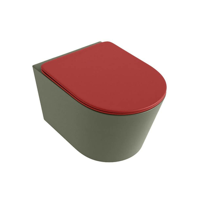 MONDIAZ LAVIE wandclosetpack - 36x53cm - diepspoel - rimless - Army (groen) - softclose - quick-release - toiletzitting - Fire (rood)