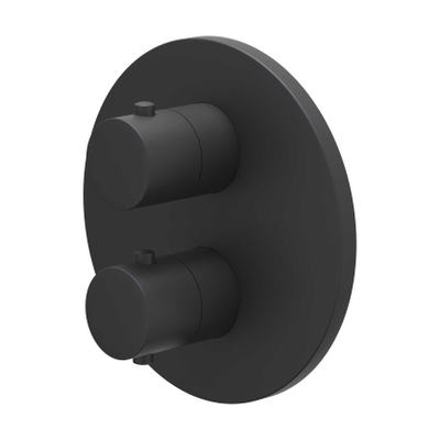 IVY Bond Afbouwdeel - voor Inbouwthermostaat - 3-weg stop-omstel - rond rozet - Mat zwart PED