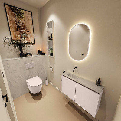 MONDIAZ TURE-DLUX 80cm toiletmeubel Rosee. EDEN wastafel Opalo positie links. Zonder kraangat.