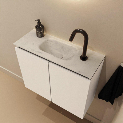 MONDIAZ TURE-DLUX 60cm toiletmeubel Talc. EDEN wastafel Opalo positie midden. Met 1 kraangat.