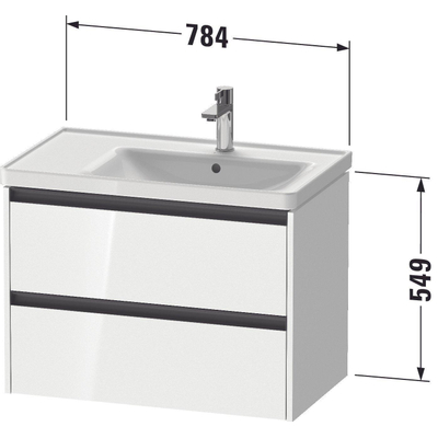 Duravit Ketho 2 wastafelonderbouwkast met 2 laden voor waskom rechts 78.4x45.5x54.9cm met grepen antraciet basalt mat