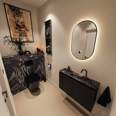 MONDIAZ TURE-DLUX 80cm toiletmeubel Urban. EDEN wastafel Lava positie midden. Met 1 kraangat.