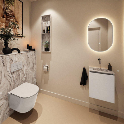 MONDIAZ TURE-DLUX 40cm toiletmeubel Linen. EDEN wastafel Glace positie midden. Zonder kraangat.