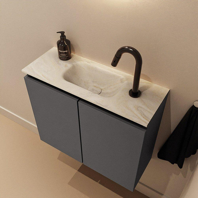 MONDIAZ TURE-DLUX 60cm toiletmeubel Dark Grey. EDEN wastafel Ostra positie midden. Met 1 kraangat.