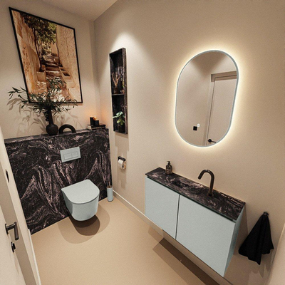 MONDIAZ TURE-DLUX 80cm toiletmeubel Greey. EDEN wastafel Lava positie midden. Met 1 kraangat.