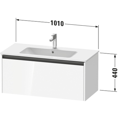 Duravit Ketho 2 wastafelonderbouwkast met 1 lade 101x48x44cm met greep antraciet betongrijs mat