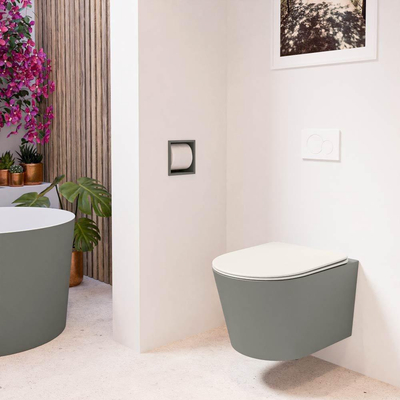 MONDIAZ LAVIE wandclosetpack - 36x53cm - diepspoel - rimless - Smoke (grijs) - softclose - quick-release - toiletzitting - Linen (offwhite)