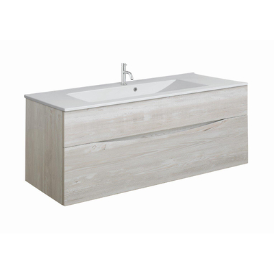 Crosswater Glide II Badmeubelset - 100x45x52cm - 2 lades - greeploos - wastafel ice white - 1 kraangat - nordic oak