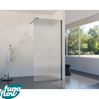 FugaFlow Eccelente Vetro inloopdouche badkamer - 40x200cm - ribbelglas - wandarm - gunmetal