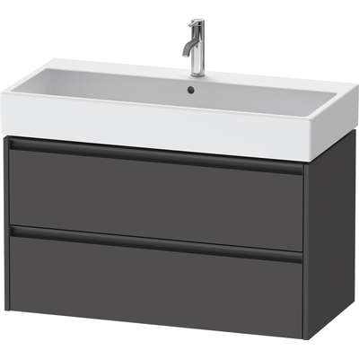 Duravit Ketho 2 wastafelonderbouwkast met 2 laden 98.4x46x54.9cm met grepen antraciet grafiet mat